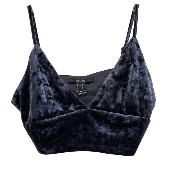 Retro Black Velour Velvet Bra Top Sz S Adjustable Straps Whimsigoth Renaissance - Picture 1 of 6